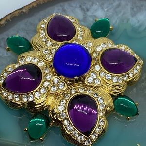 Joan Rivers Cabachon Jewel Multi Stone Brooch Pin